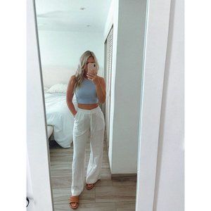 Lands' End White Wide-Leg Pants